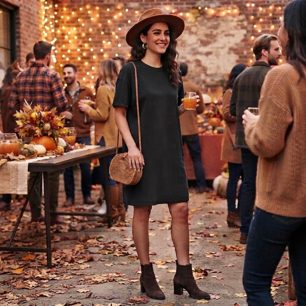 Madewell Womens XXL Black Cotton Short Sleeve Crew Neck T-Shirt Dress